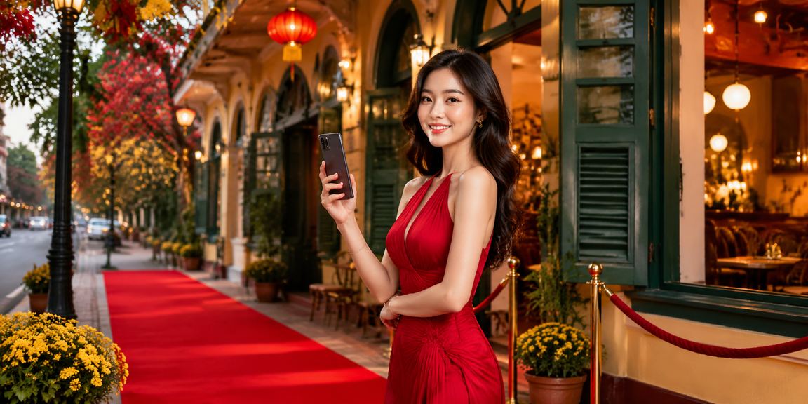 Người dùng Hà Nội kiểm tra giao dịch và nhận cashback trên điện thoại tại quán cà phê