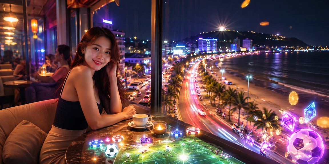 Người chơi tại Vũng Tàu xem khuyến mãi casino trên điện thoại bên ly cà phê